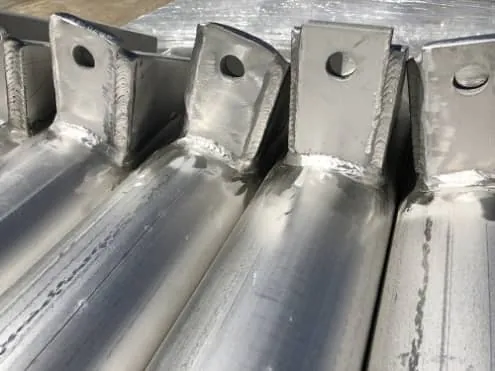 Welded stainless steel bracket assembly after pickling and passivation at Harrison Electropolishing in Houston
